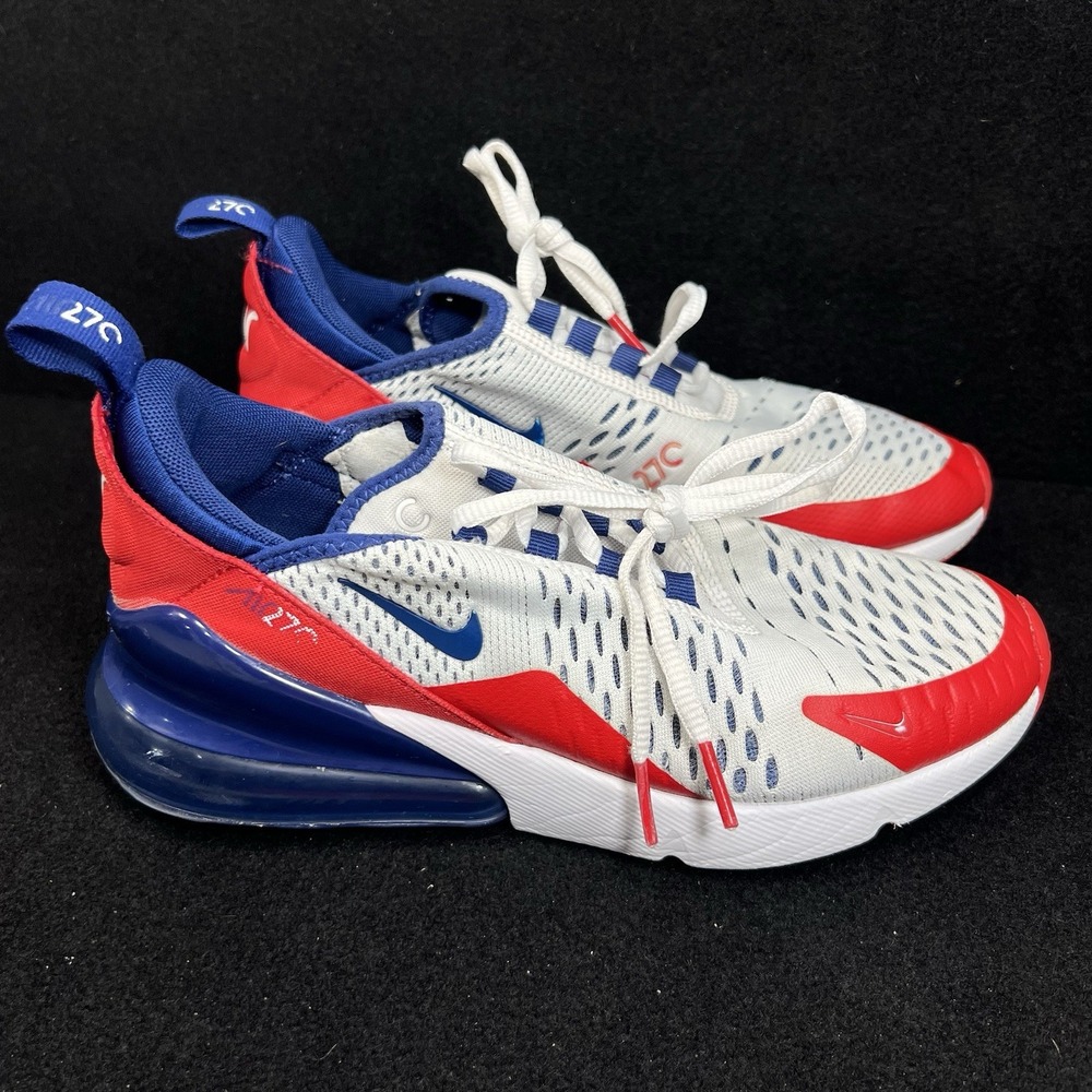 Nike Air Max 270 GS CW5855-100 White Red Blue Mesh Kids Sneakers US 5.5Y